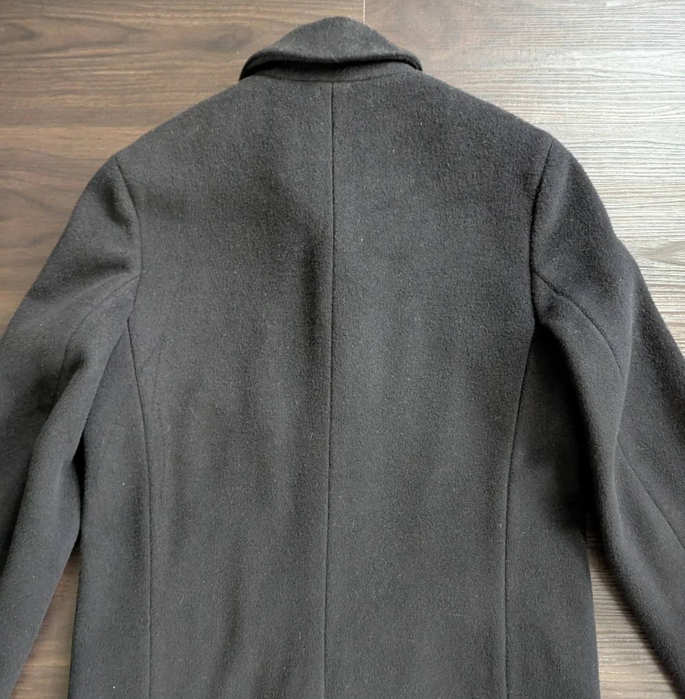 Calvin Klein Minimalist Black Wool Blend Long Coat Size 8